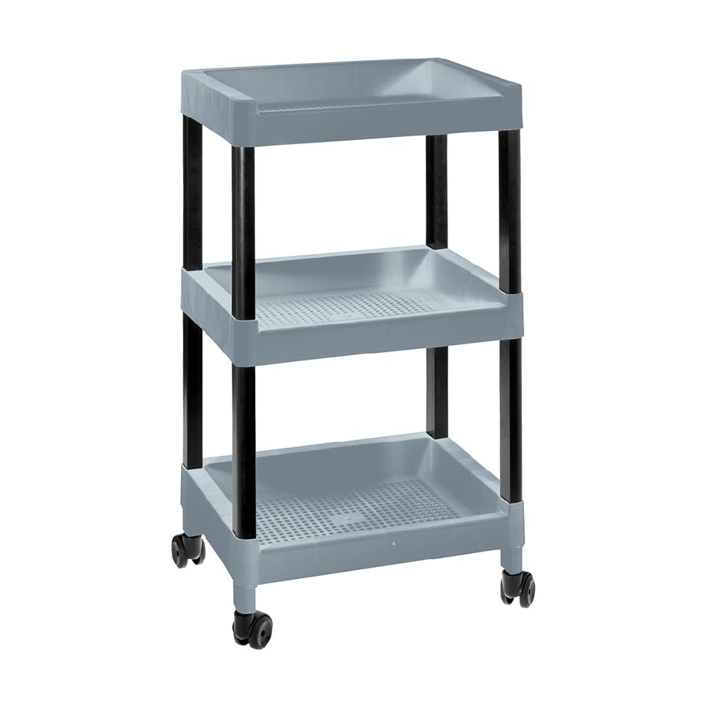 Great plastic Carrito Multifunción 3 Cestas con Ruedas Plata