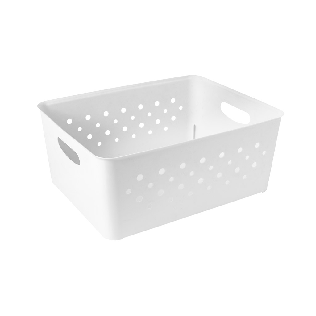 Great plastic Cesto Rectangular Circulos Blanco 10L