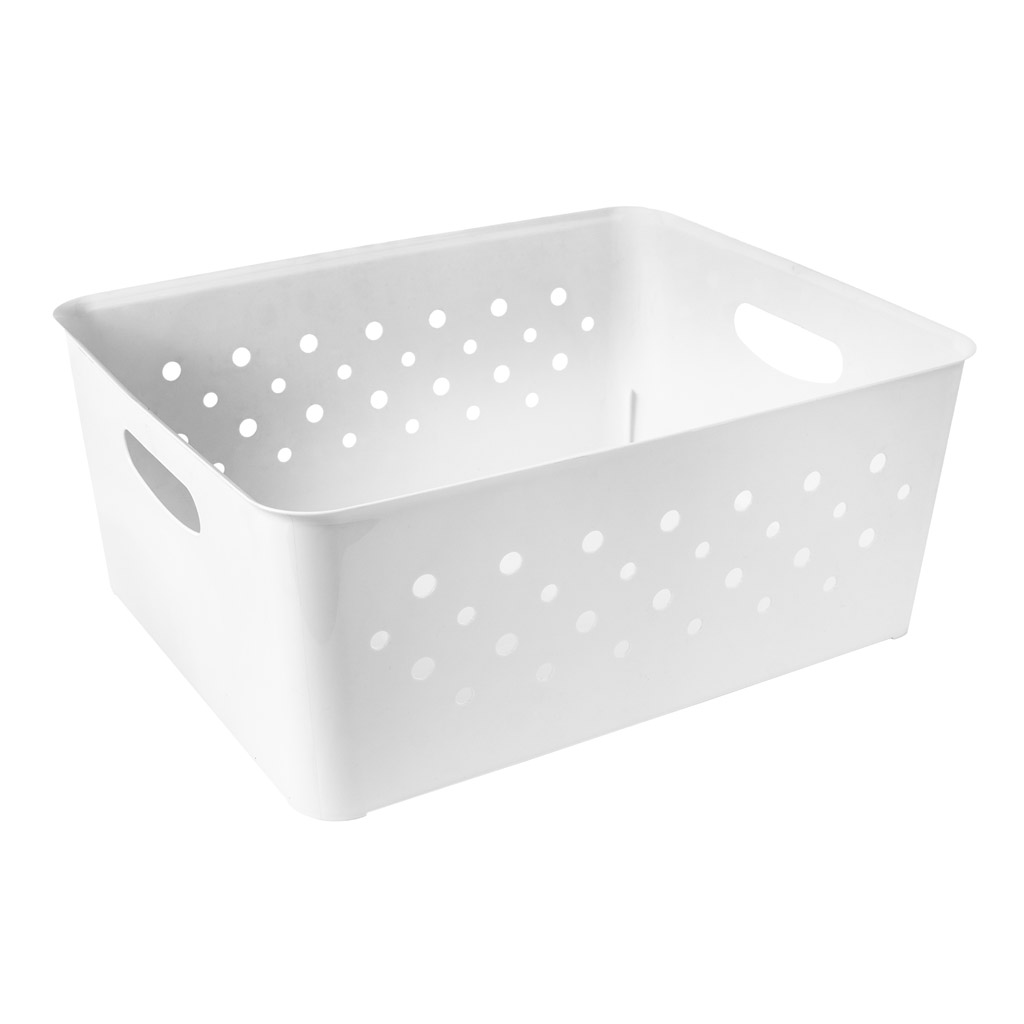 Great plastic Cesto Rectangular Circulos Blanco 14L