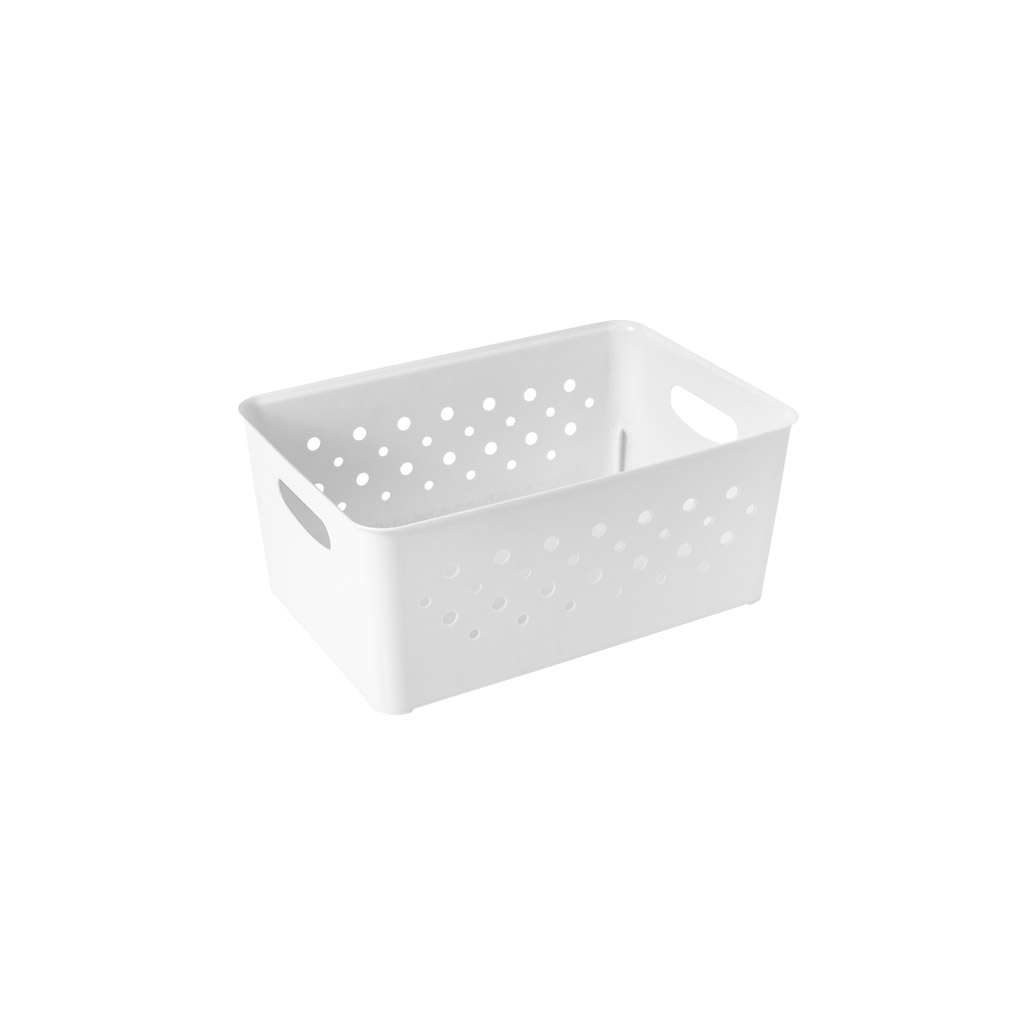 Great plastic Cesto Rectangular Circulos Blanco 3.3L
