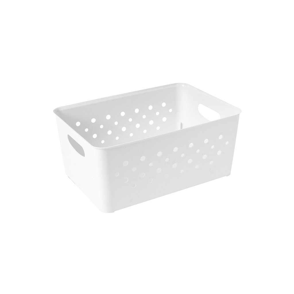 Great plastic Cesto Rectangular Circulos Blanco 5.2L