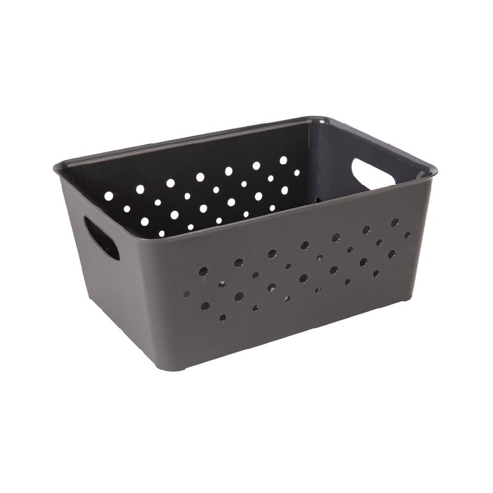 Great plastic Cesto Rectangular Circulos Grafito 10L