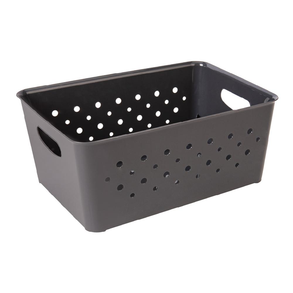 Great plastic Cesto Rectangular Circulos Grafito 14L