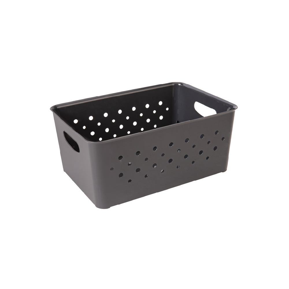 Great plastic Cesto Rectangular Circulos Grafito 5.2L