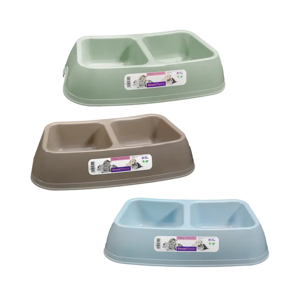 Great plastic Comedero Mascotas Rectangular 2 Senos