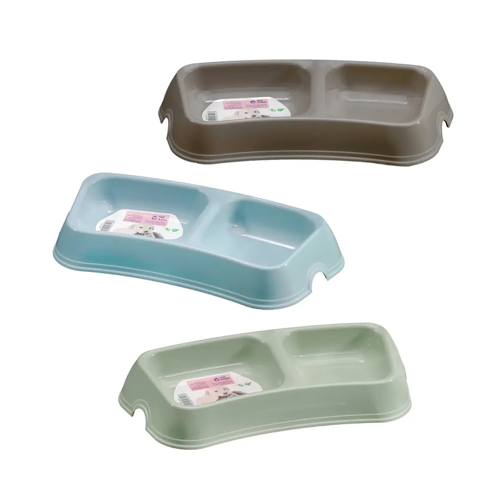 Great plastic Comedero Mascotas Rectangular 2 Senos