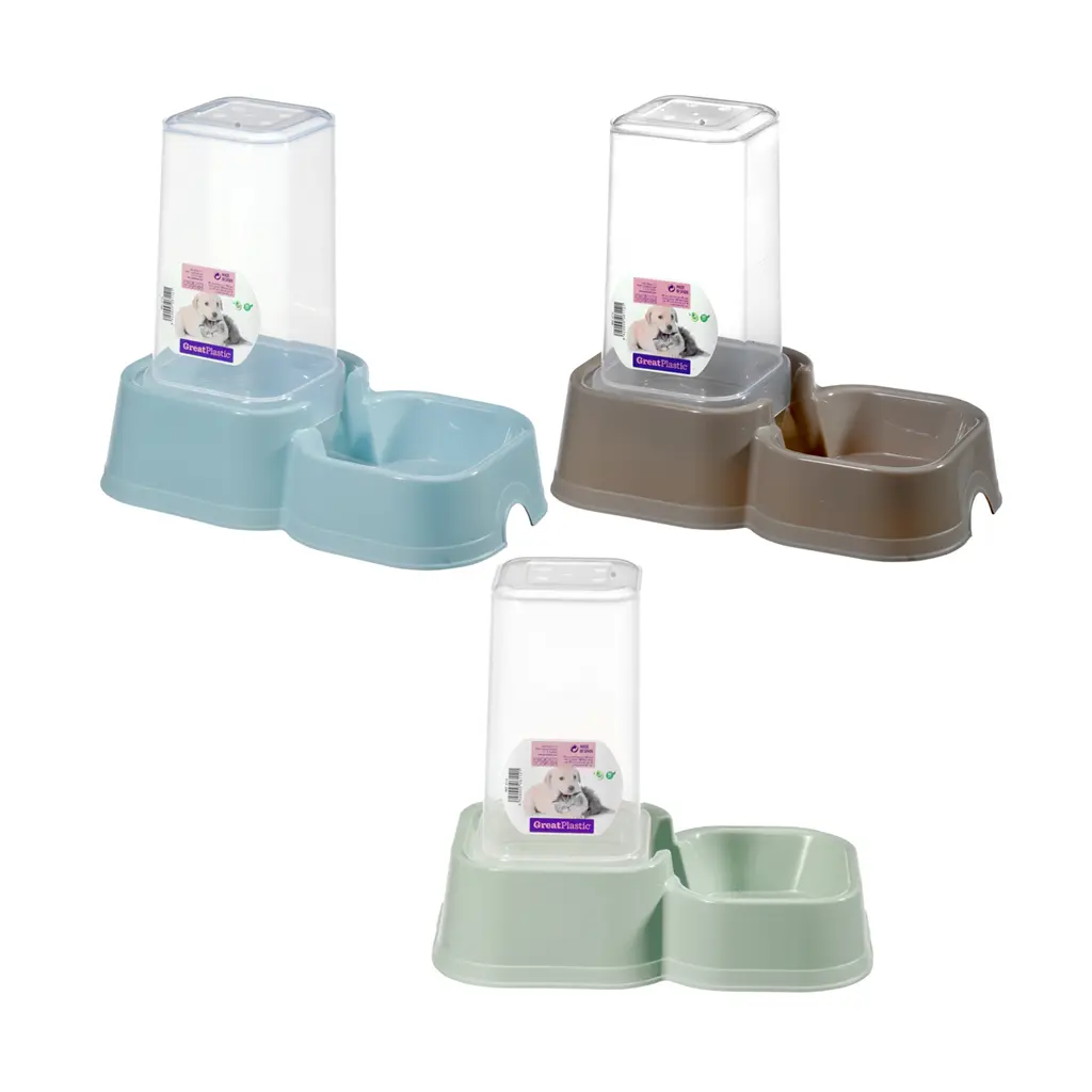 Great plastic Comedero Mascotas Rectangular con Dispensador