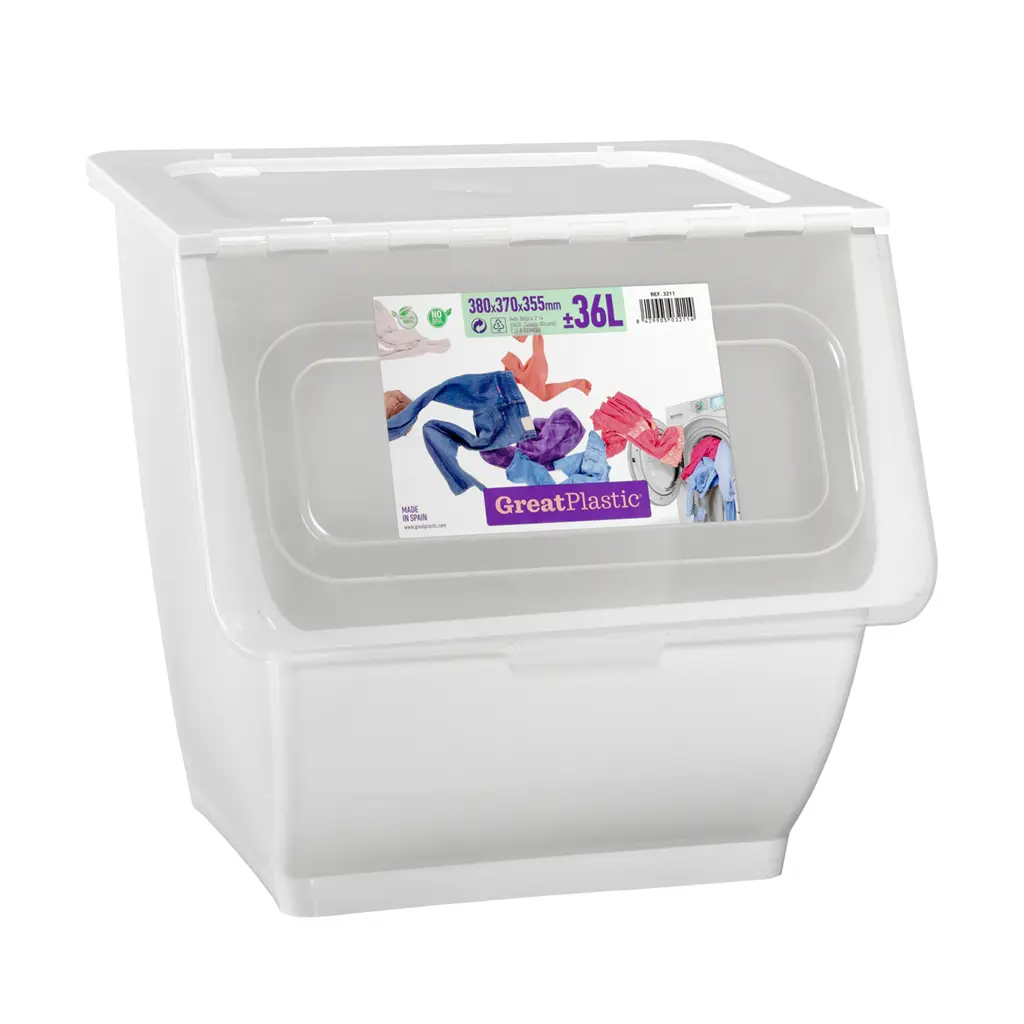 Great plastic Contenedor Apilable con Ruedas Blanco 36L