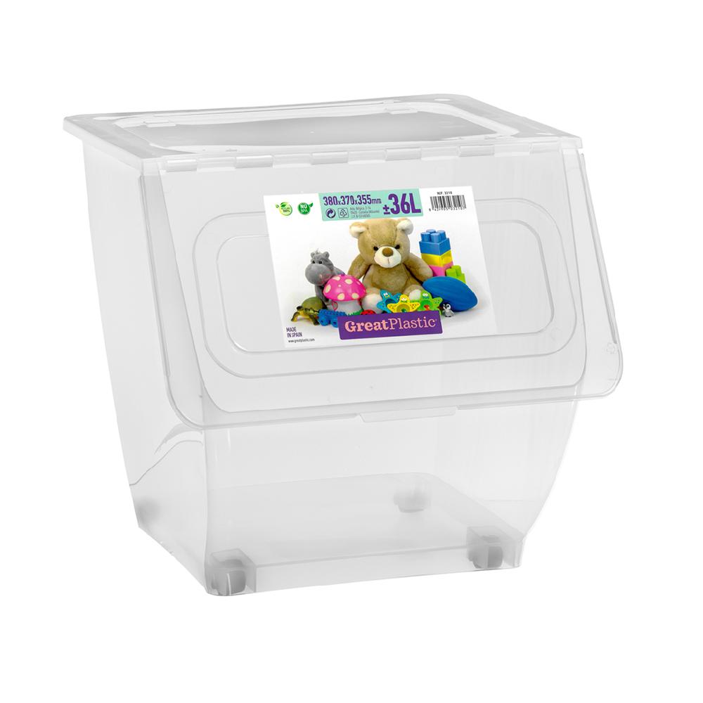 Great plastic Contenedor Apilable con Ruedas Natural 36L