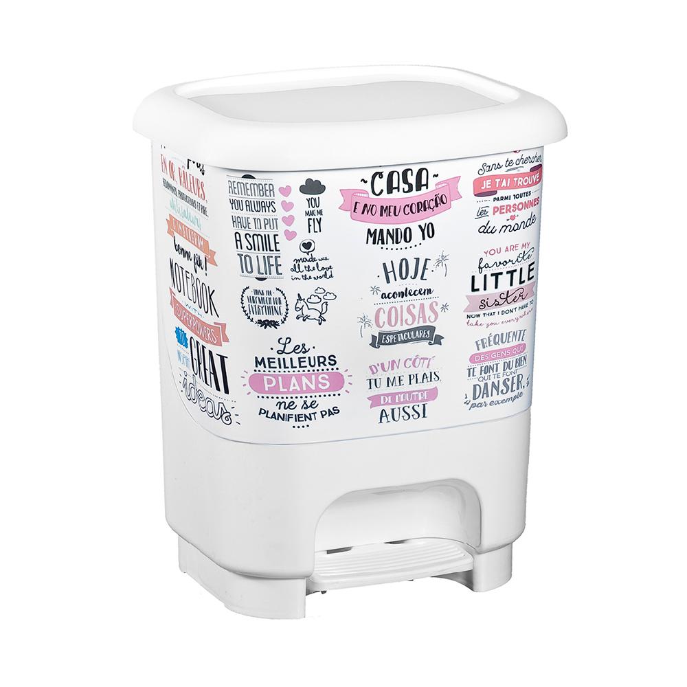 Great plastic Cubo de Pedal Class Blanco con Cubo Interior IML Textos 10L