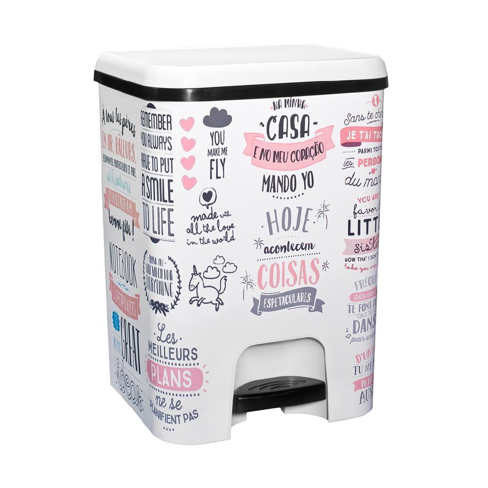 Great plastic Cubo de Pedal Class Blanco IML Textos 26L