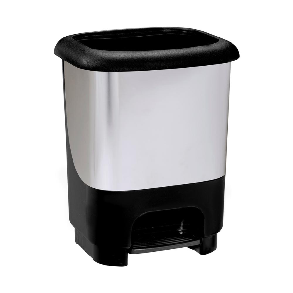 Great plastic Cubo de Pedal Class Negro con Cubo Interior IML Metalizado 10L