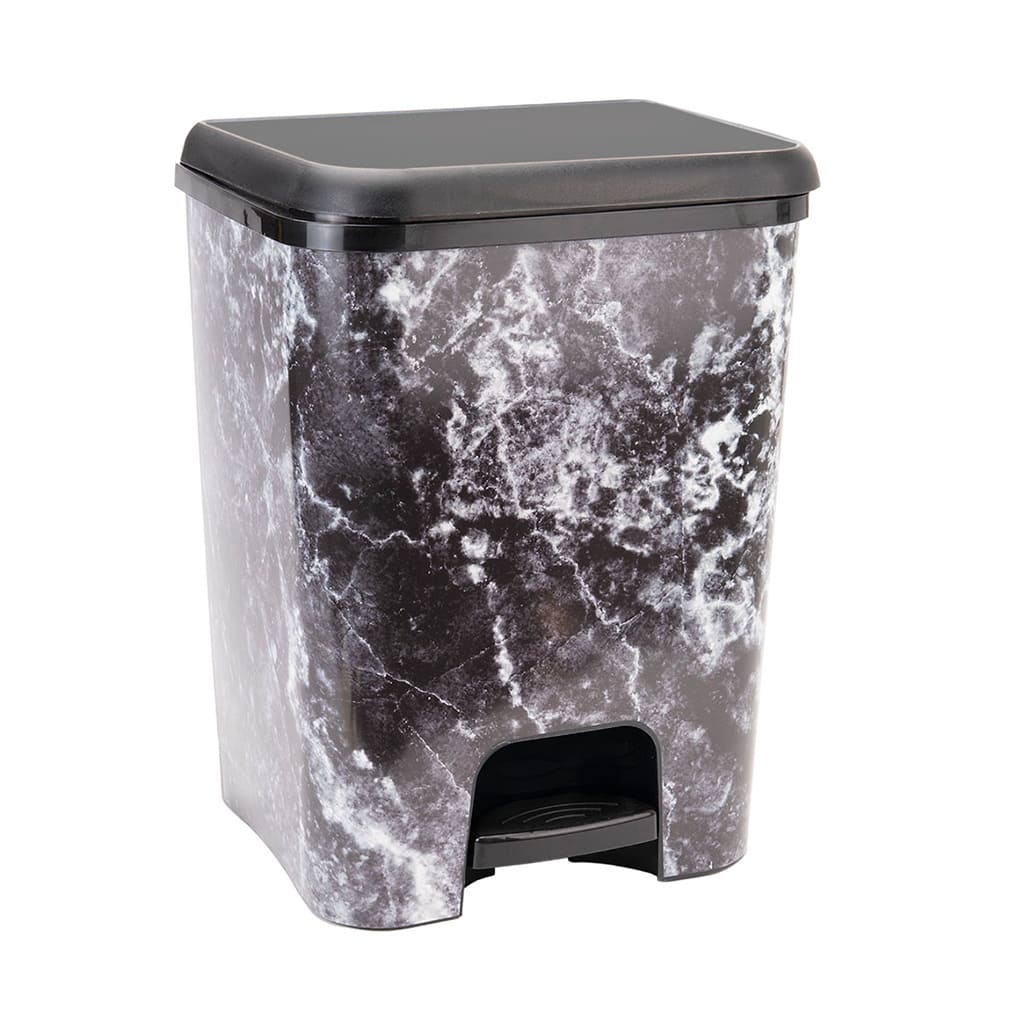 Great plastic Cubo de Pedal Class Negro IML Marmol 26L