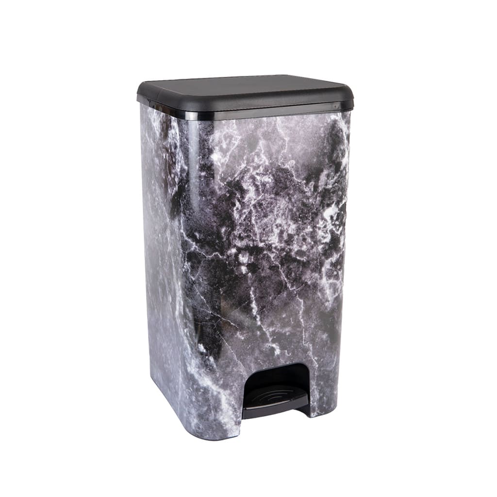 Great plastic Cubo de Pedal Class Negro IML Marmol 37L