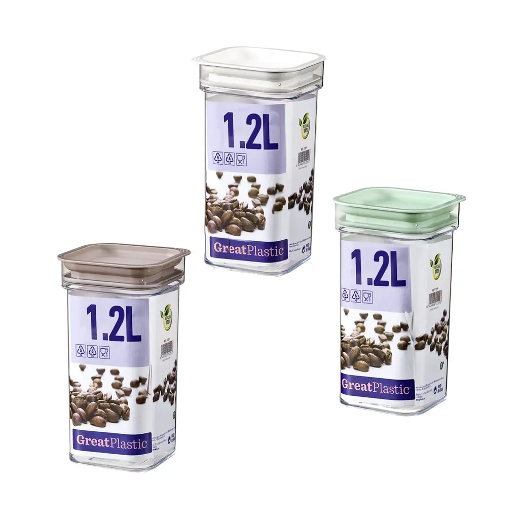 Great plastic Bote Cuadrado PS con Junta 1.2L