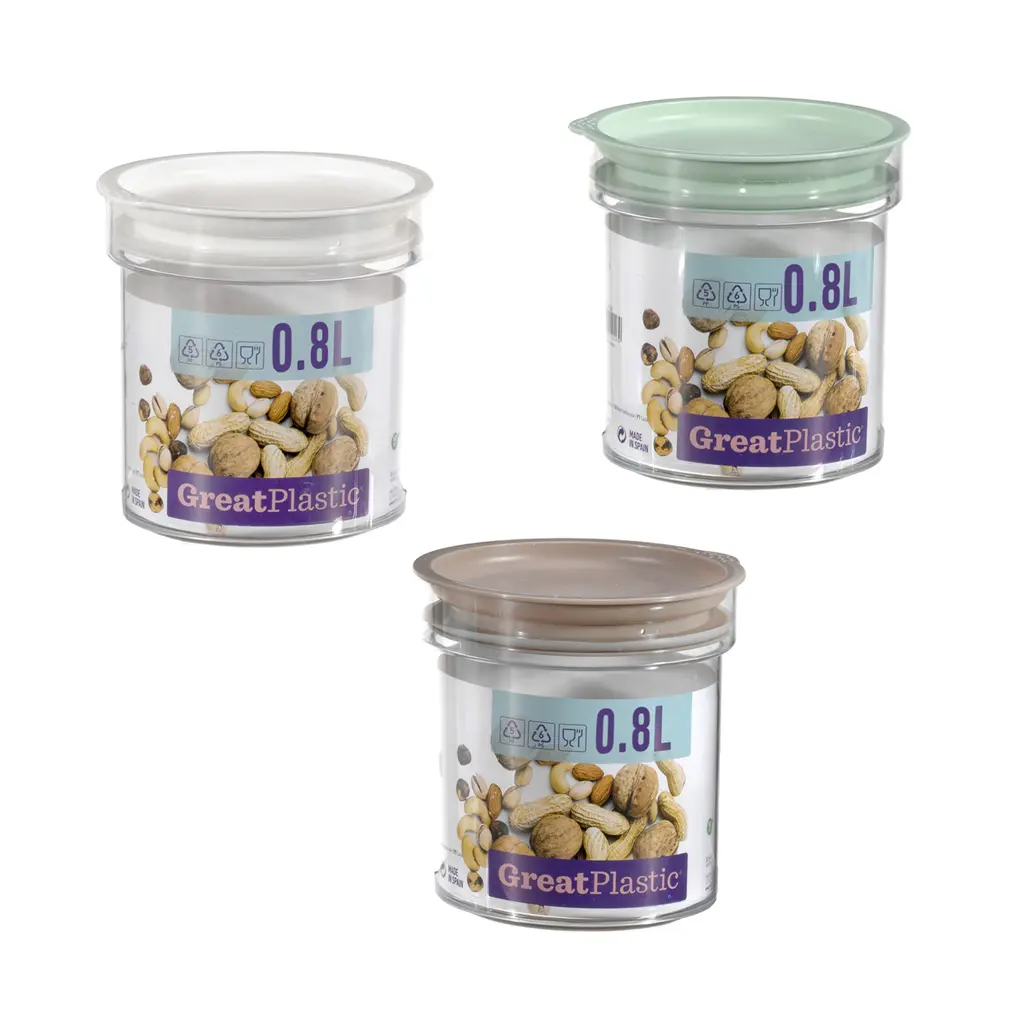 Great plastic Bote Redondo PS con Junta 0.8L