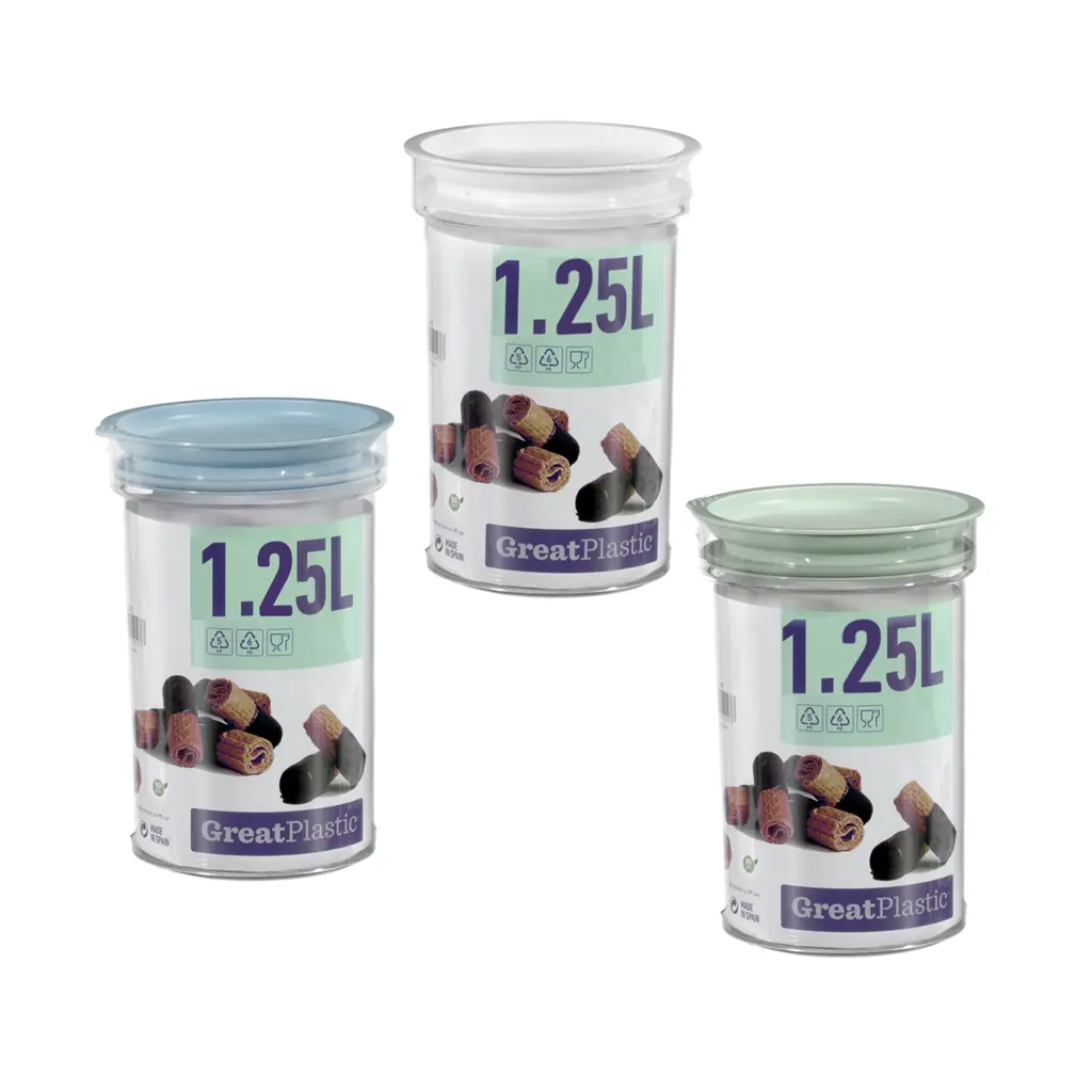Great plastic Bote Redondo PS con Junta 1.25L