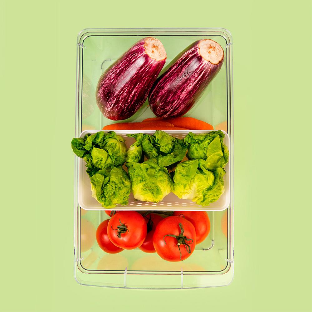 Great Plastic Cajon Organizador Frigo Con Cesta