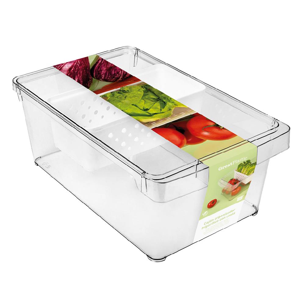 Great plastic Cajon Organizador Frigo con Cesta