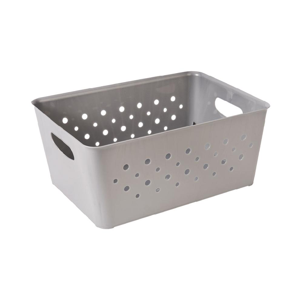 Great plastic Cesto Rectangular Circulos Gris 10L