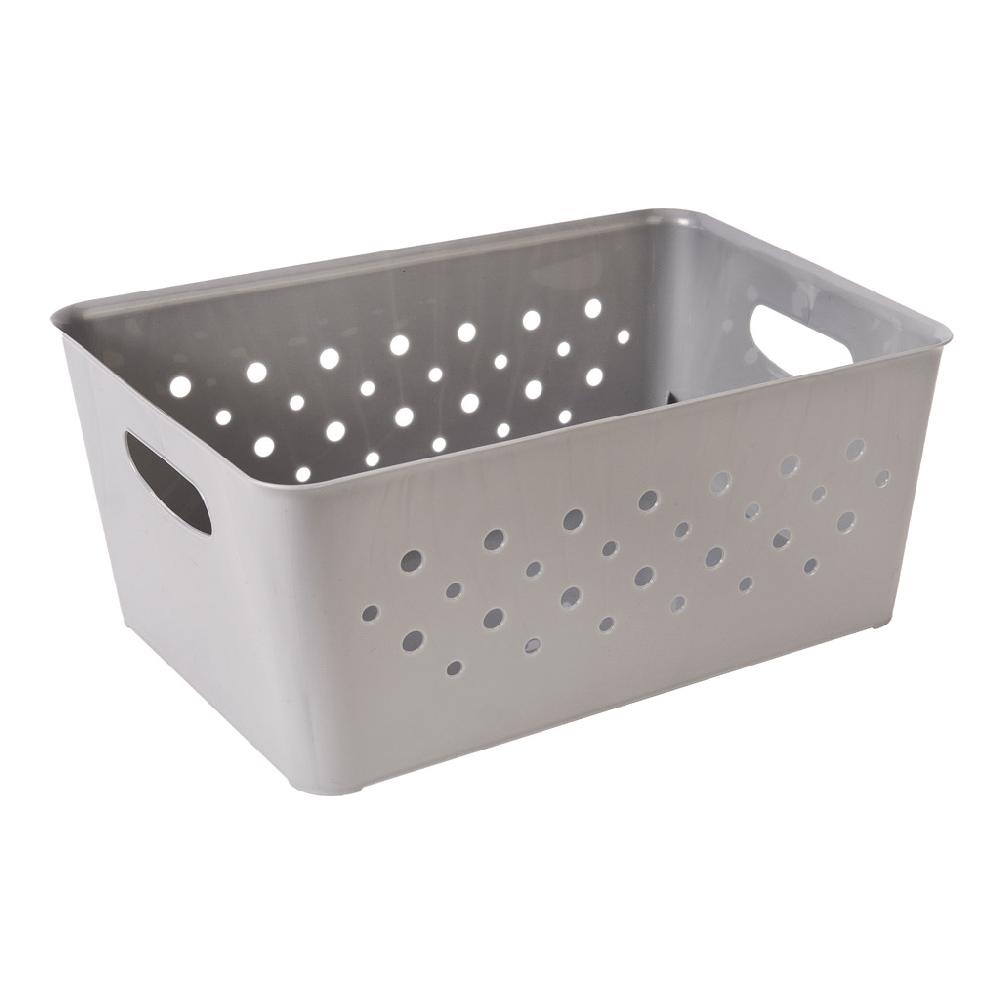 Great plastic Cesto Rectangular Circulos Gris 14L