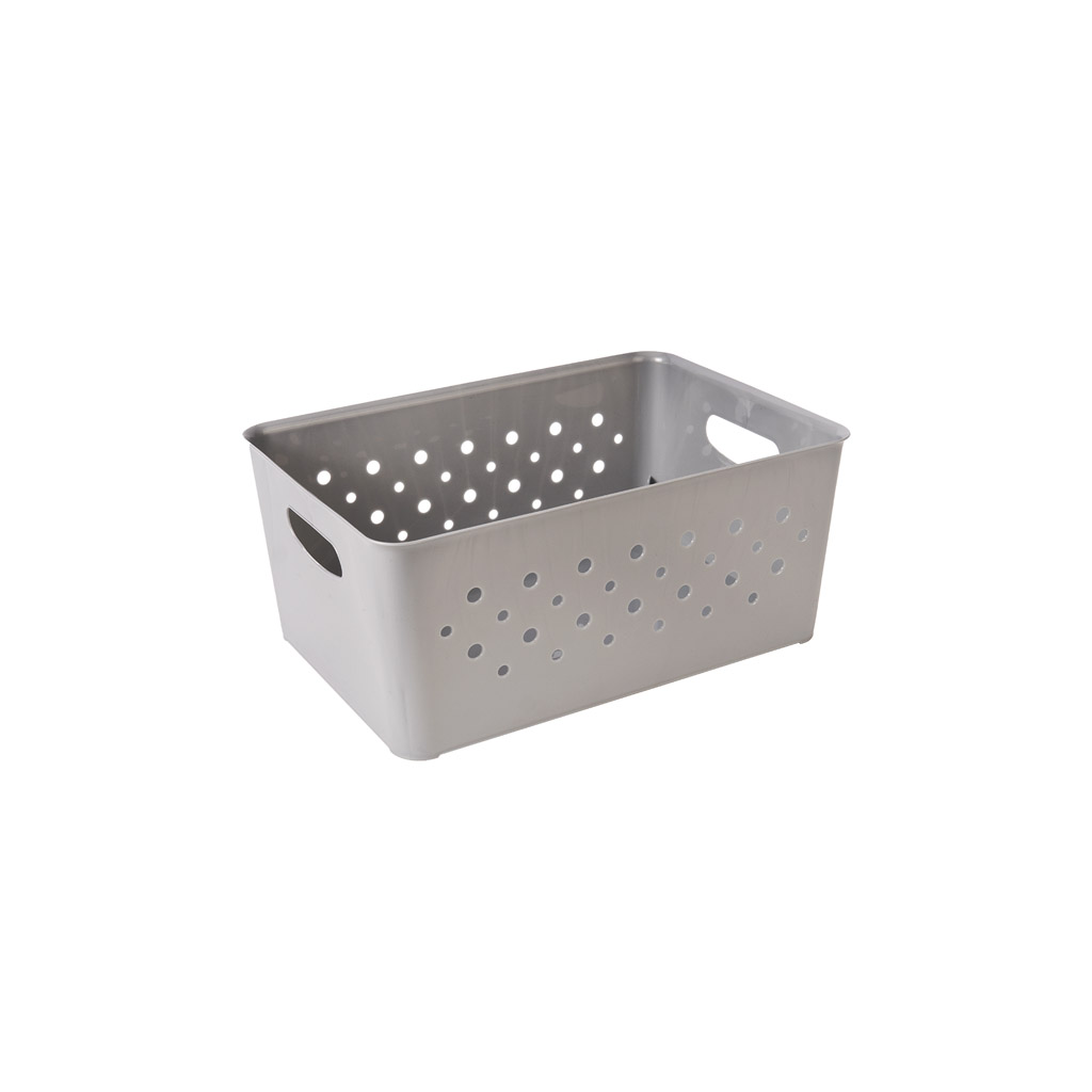 Great plastic Cesto Rectangular Circulos Gris 3.3L