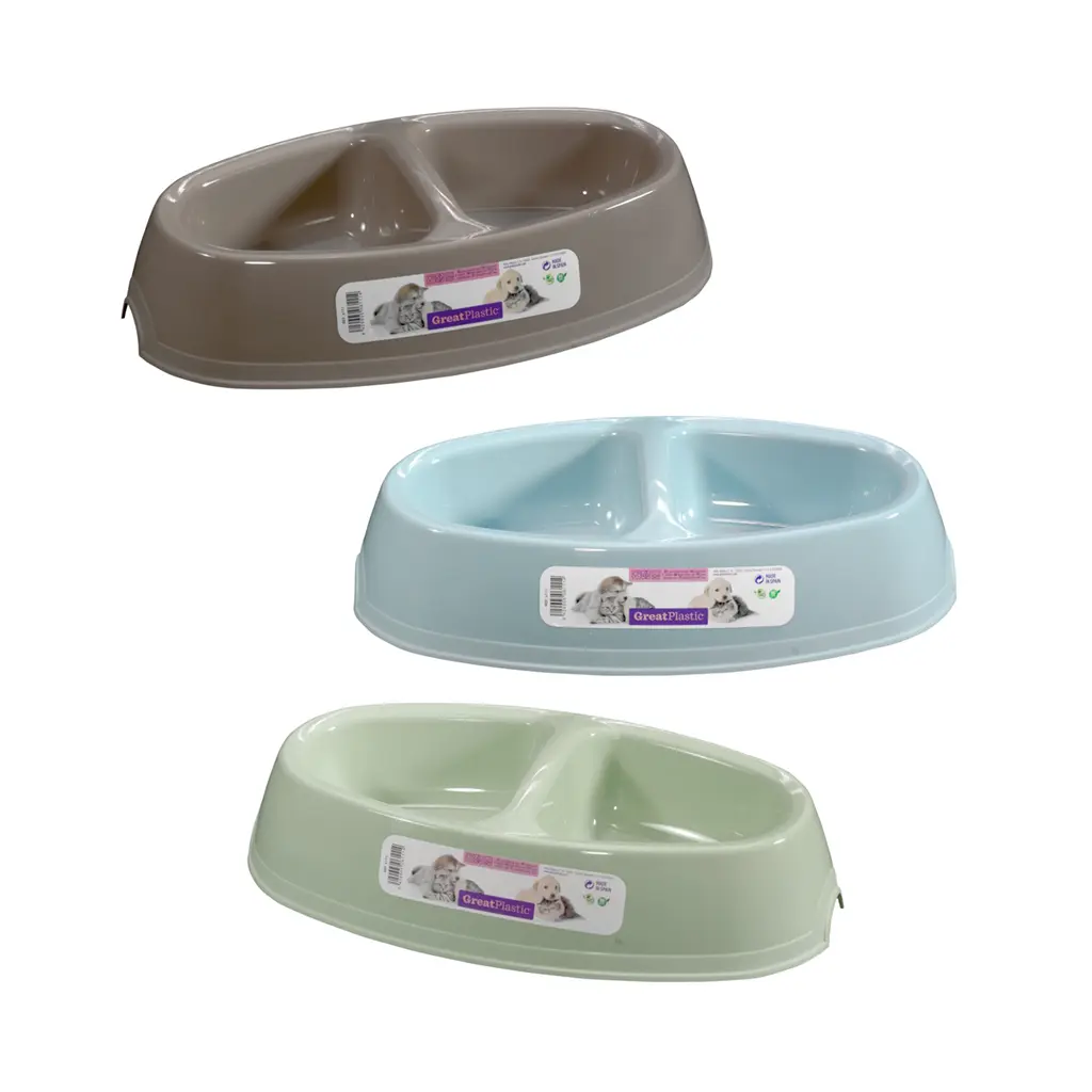 Great plastic Comedero Mascotas Ovalado 2 Senos