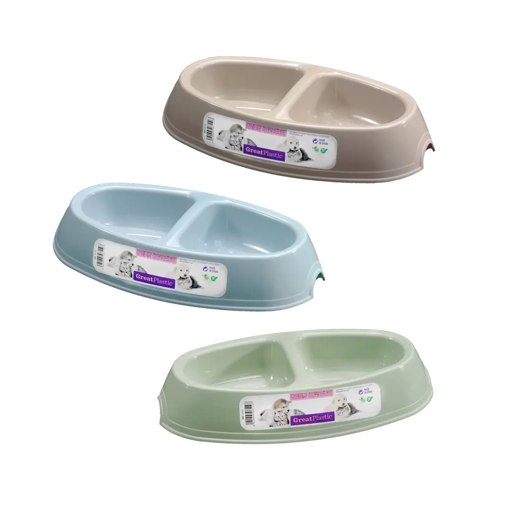 Great plastic Comedero Mascotas Ovalado 2 Senos