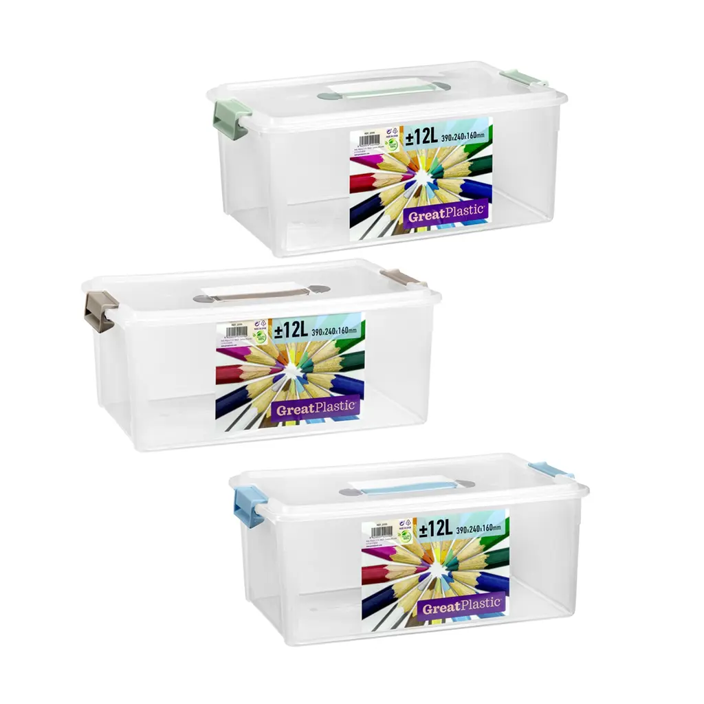 Great plastic Contenedor con Asa Natural 12L