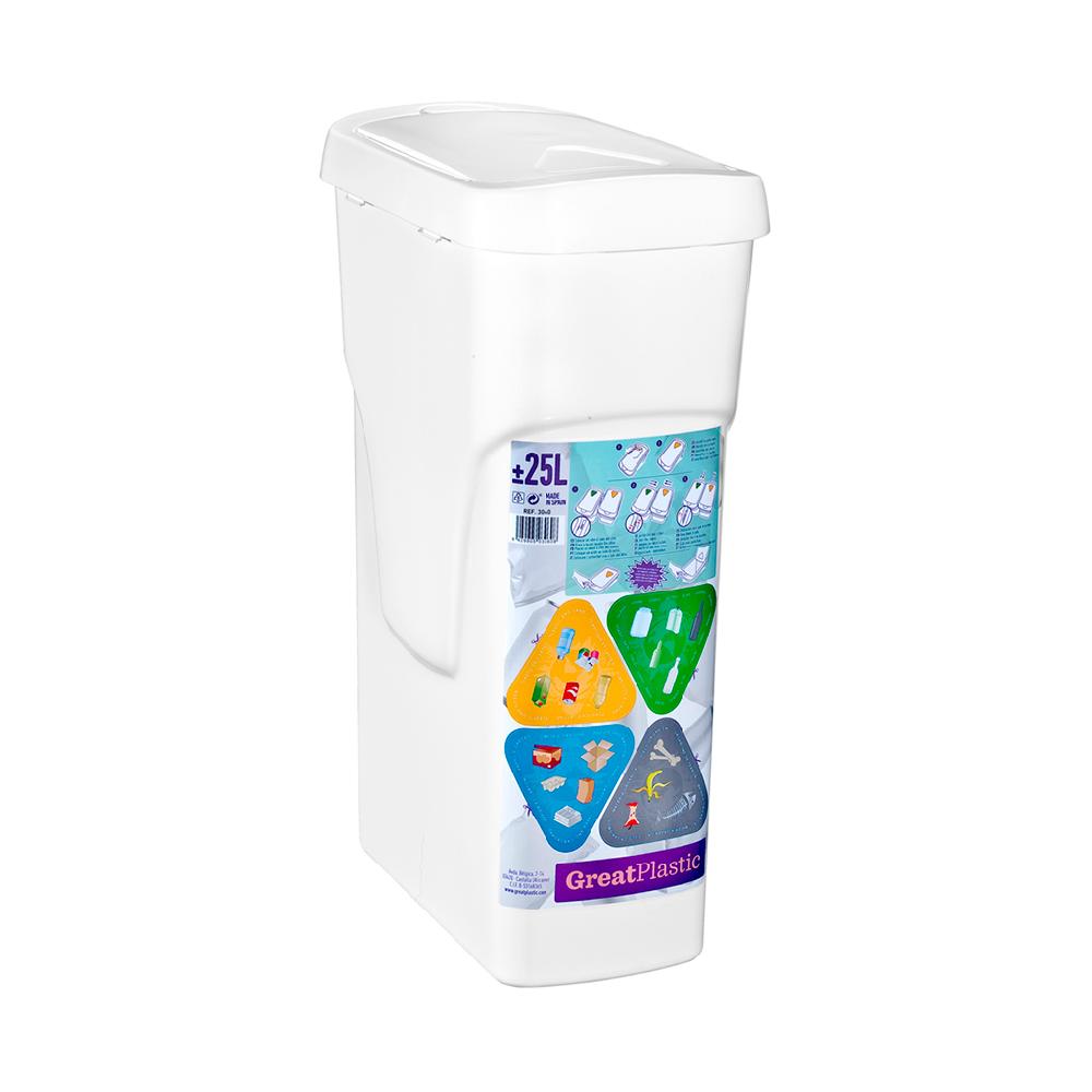 Great plastic Cubo De Basura Ecológico Blanco 25L