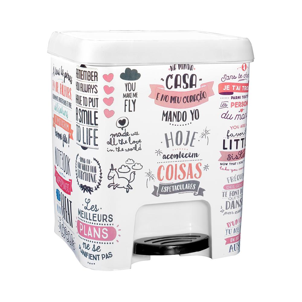 Great plastic Cubo de Pedal Blanco IML Textos 7L