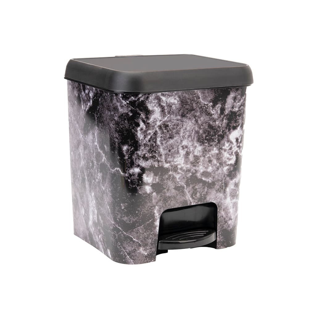 Great plastic Cubo de Pedal Negro IML Marmol 7L