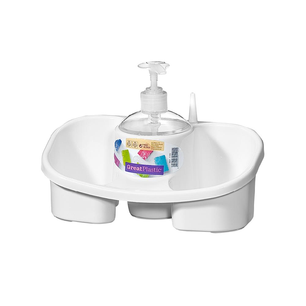Great plastic Estropajero con Dosificador Blanco