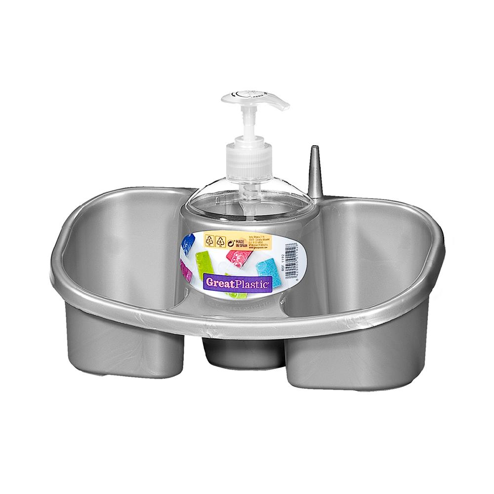Great plastic Estropajero con Dosificador Plata