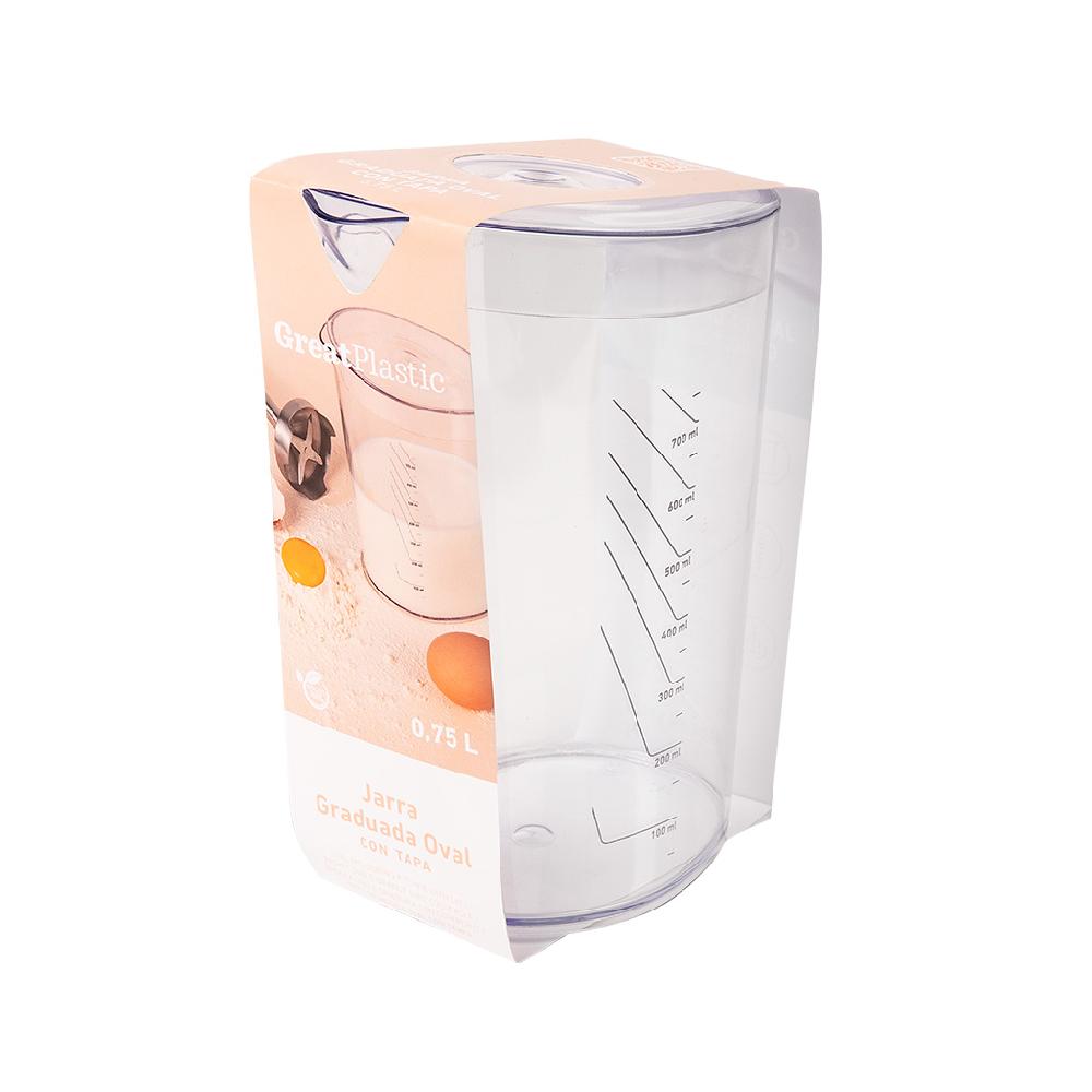 Great plastic Jarra Graduada Oval con tapa 0.75L