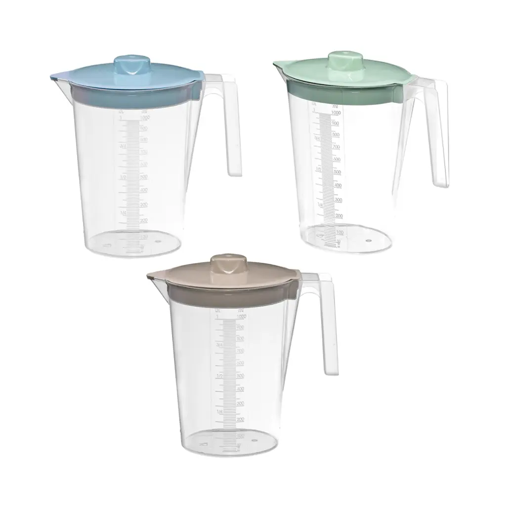 Great plastic Jarra Graduada Ovalada con Tapa 1L