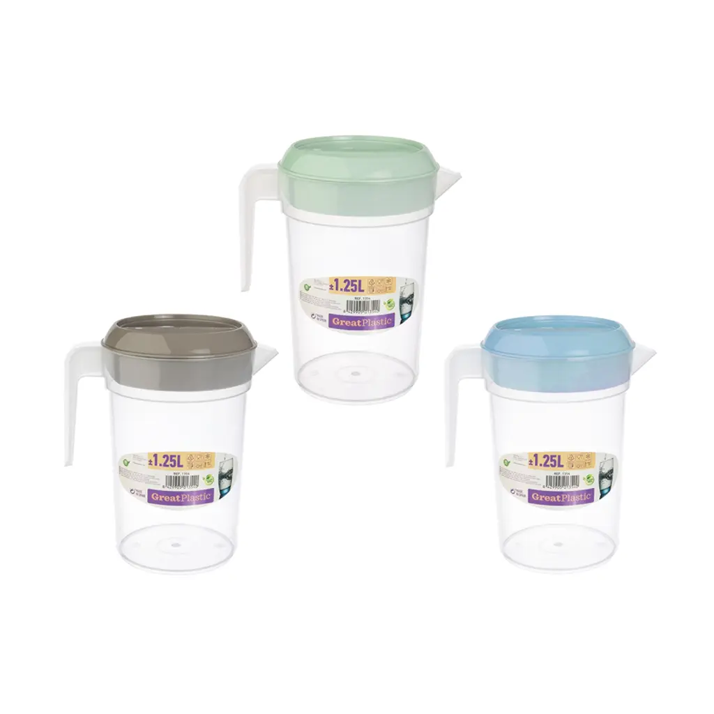 Great plastic Jarra Redonda con Tapa 1.25L