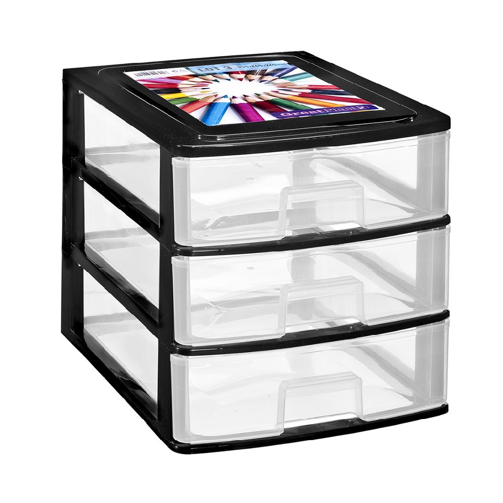 Great plastic L/3 Cajones Stylo Negro