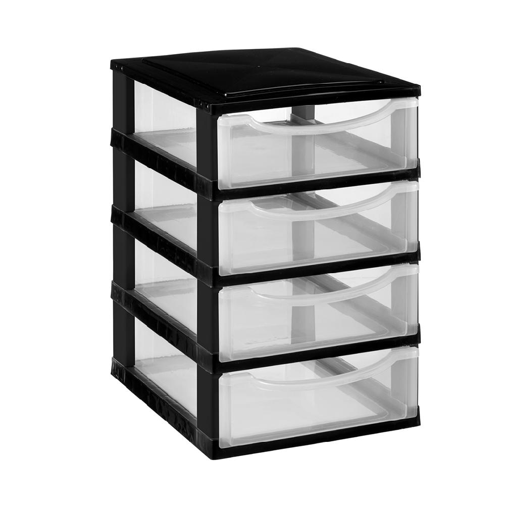 Great plastic Modular 4 Cajones Pequeños Negro