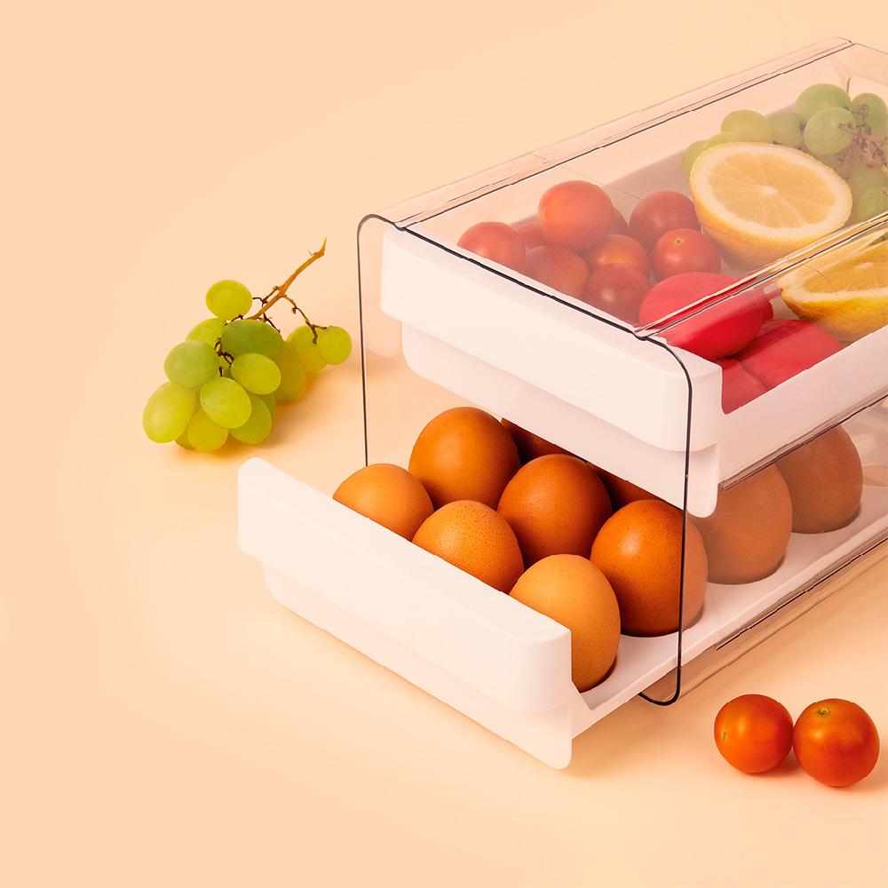 Great Plastic Organizador Frigo Huevera + Cajon