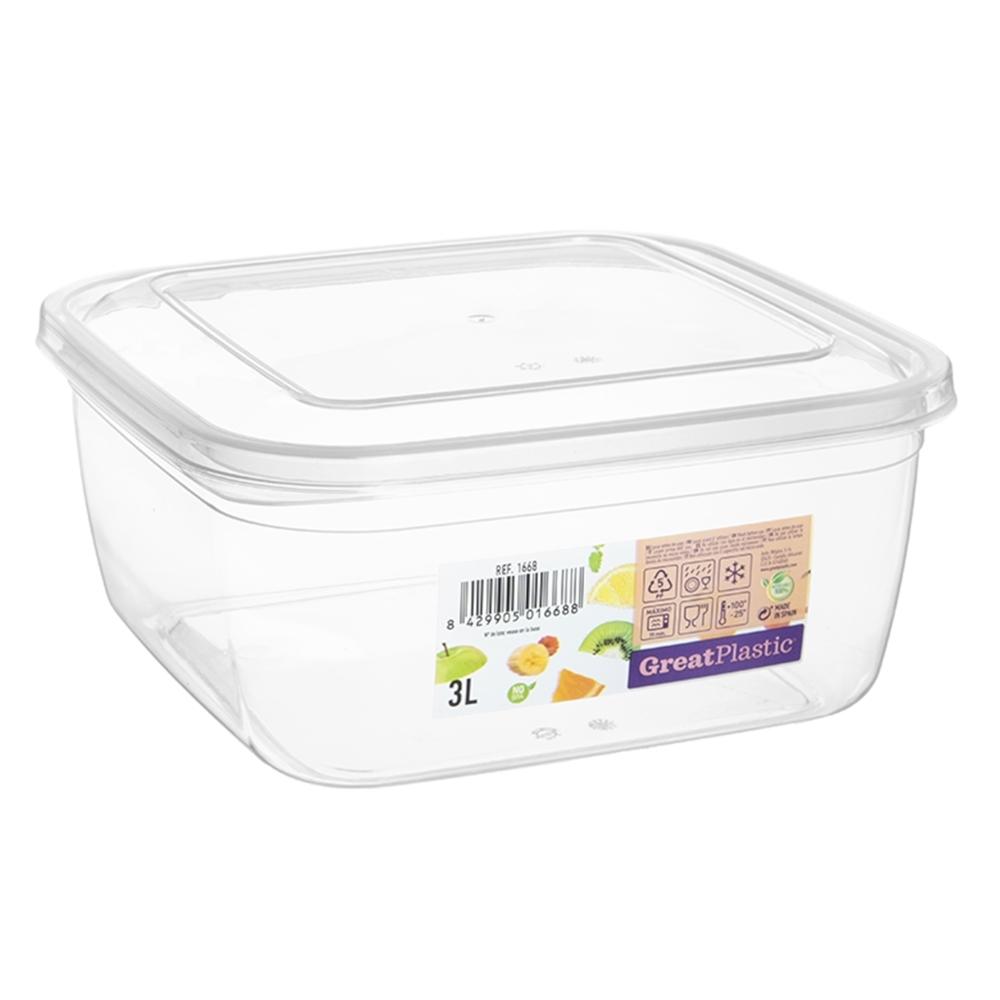 Great plastic Táper Cuadrado Aral Micro Natural 3L