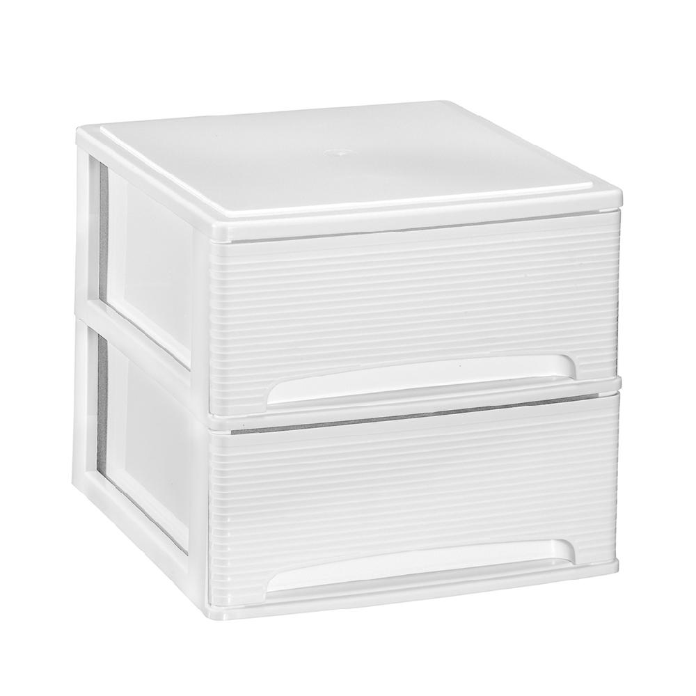 Great plastic L/2 Cajones Apilables Blanco Dec. Líneas