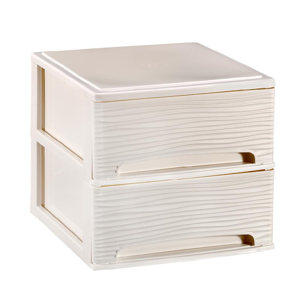 Great plastic L/2 Cajones Apilables Blanco Roto Dec. Ondas