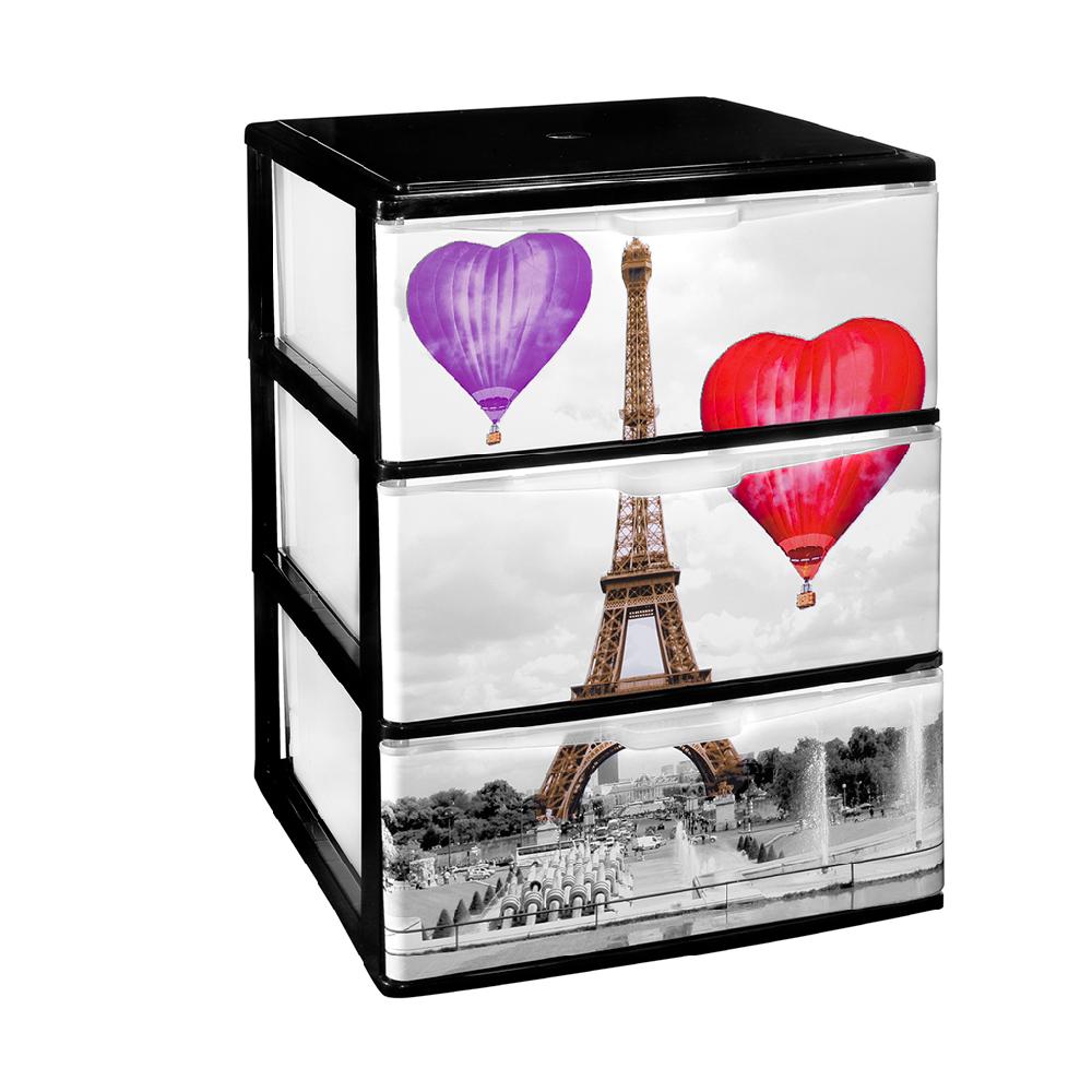 Great plastic L/3 Cajones Apilables Negro Iris IML Paris