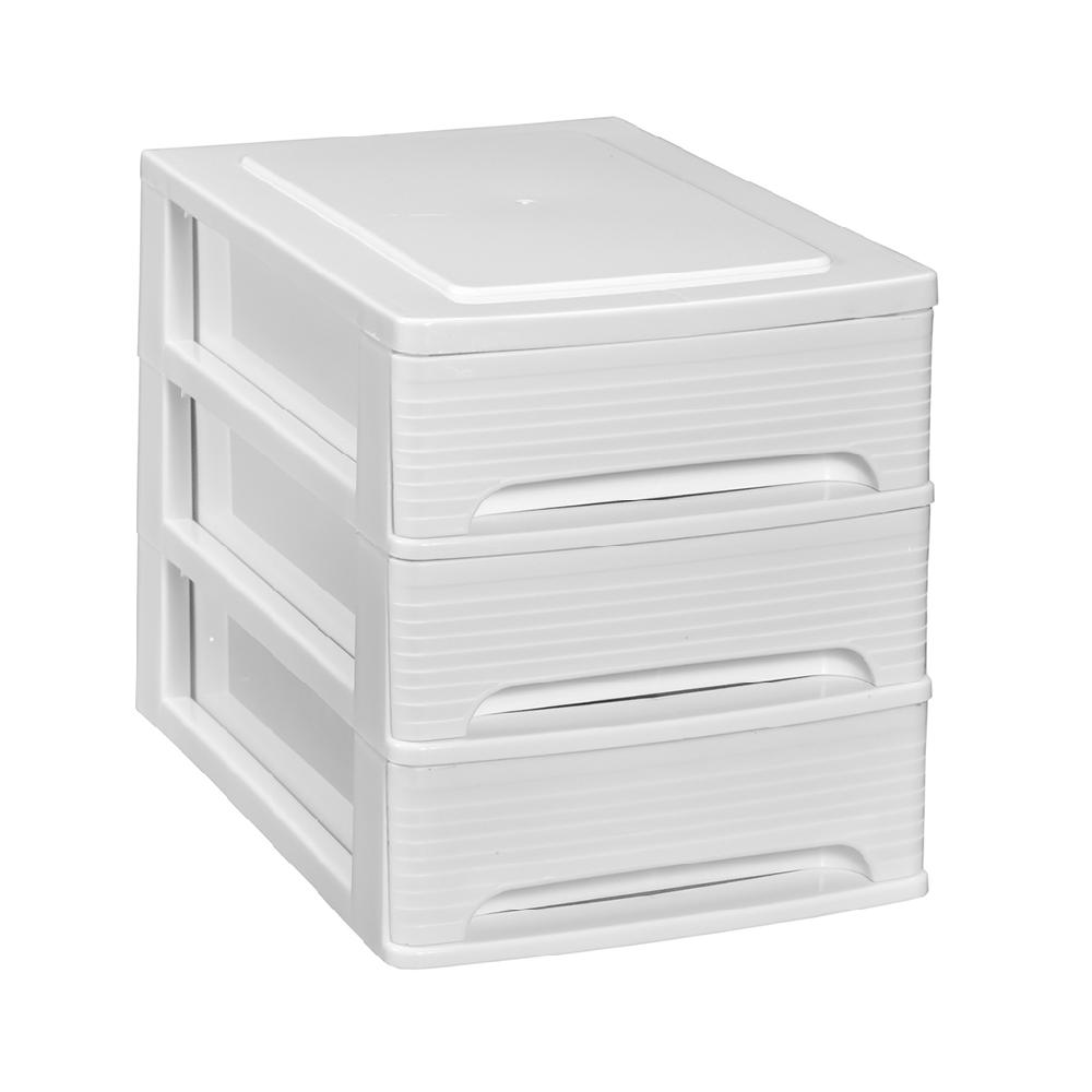 Great plastic L/3 Cajones Pequeños Blanco Dec. Líneas