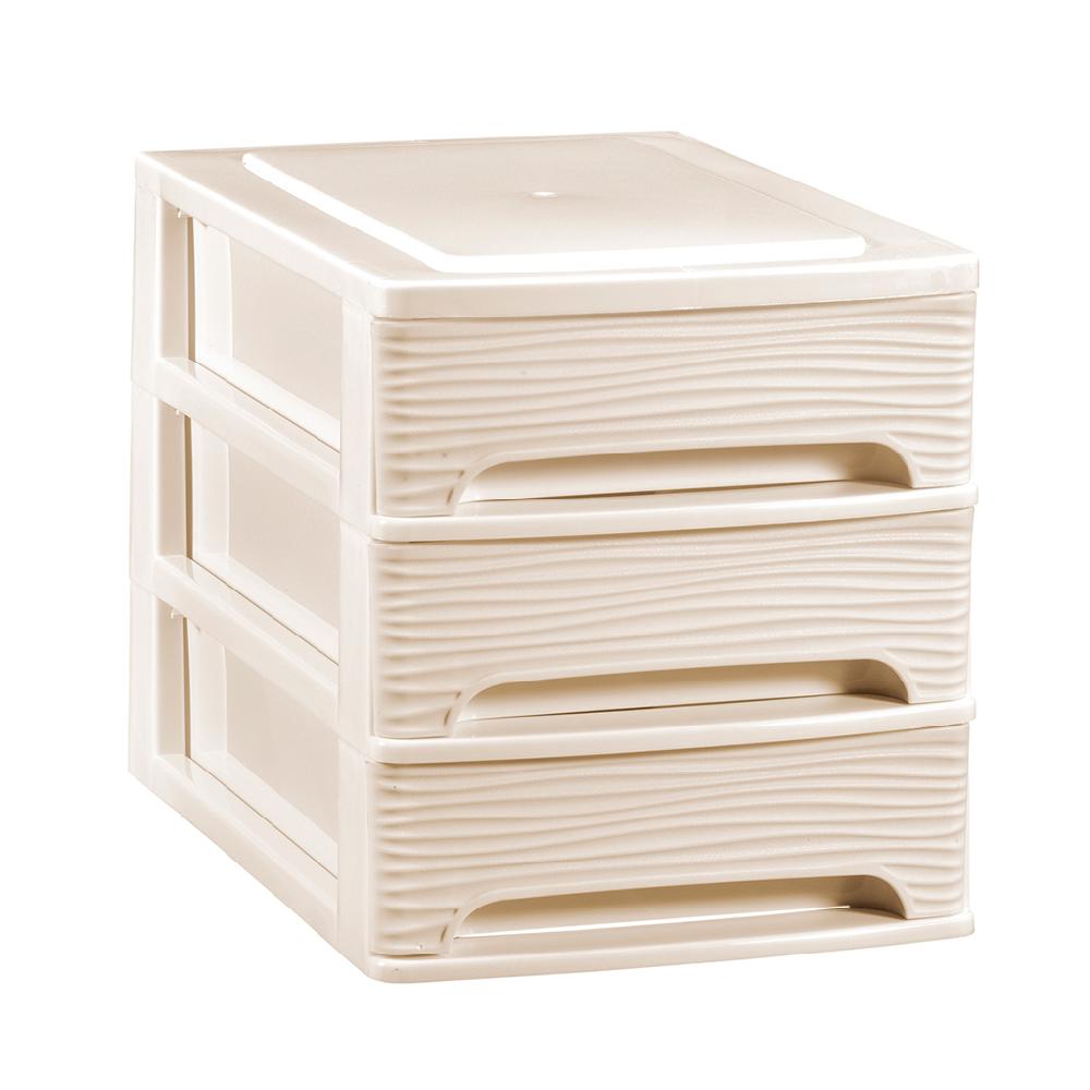 Great plastic L/3 Cajones Pequeños Blanco Roto Dec. Ondas