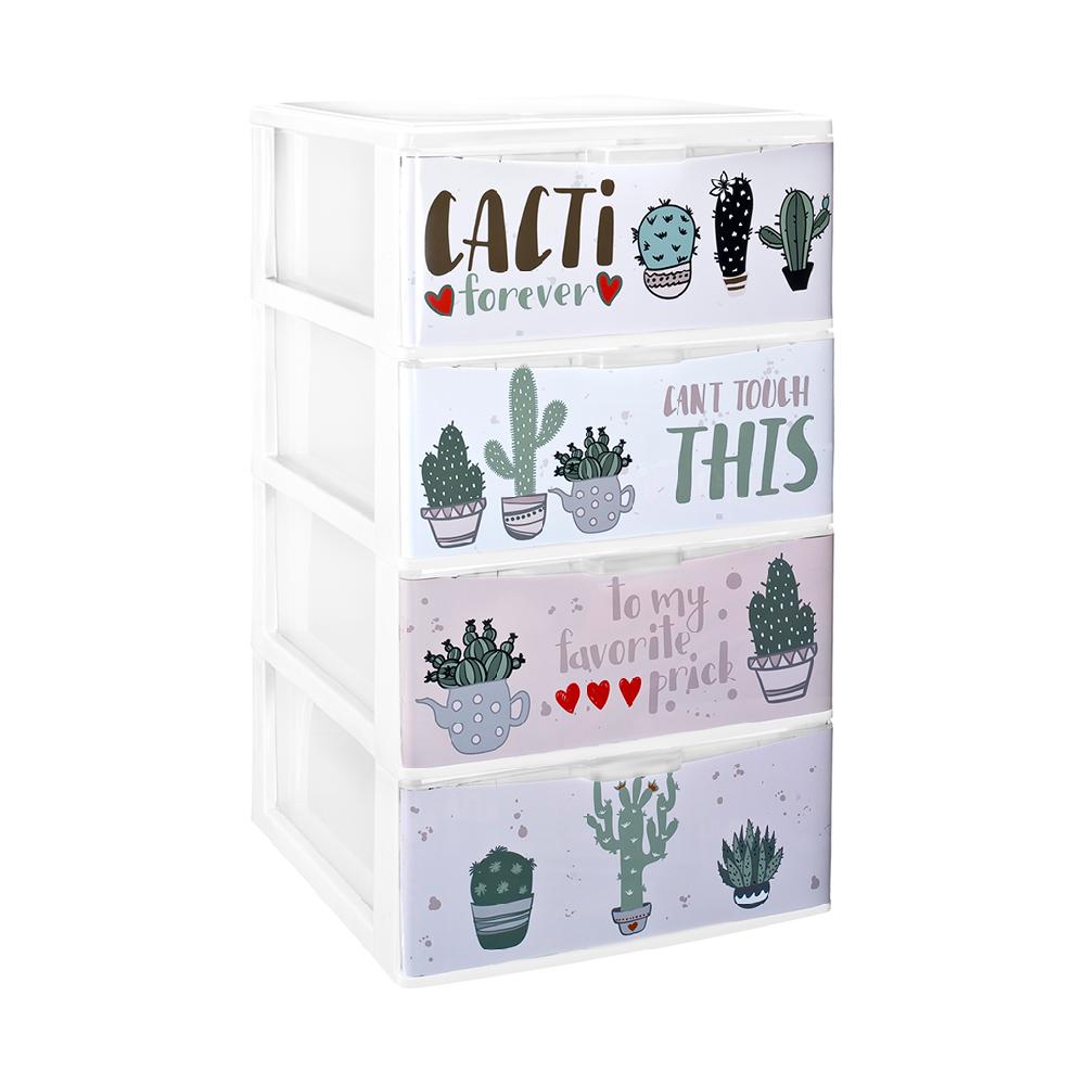 Great plastic L/4 Cajones Apilables Blanco Iris IML Cactus