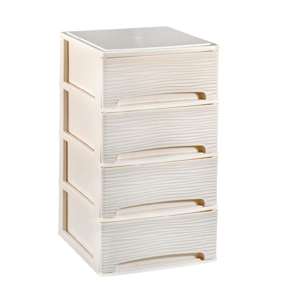 Great plastic L/4 Cajones Apilables Blanco Roto Dec. Ondas