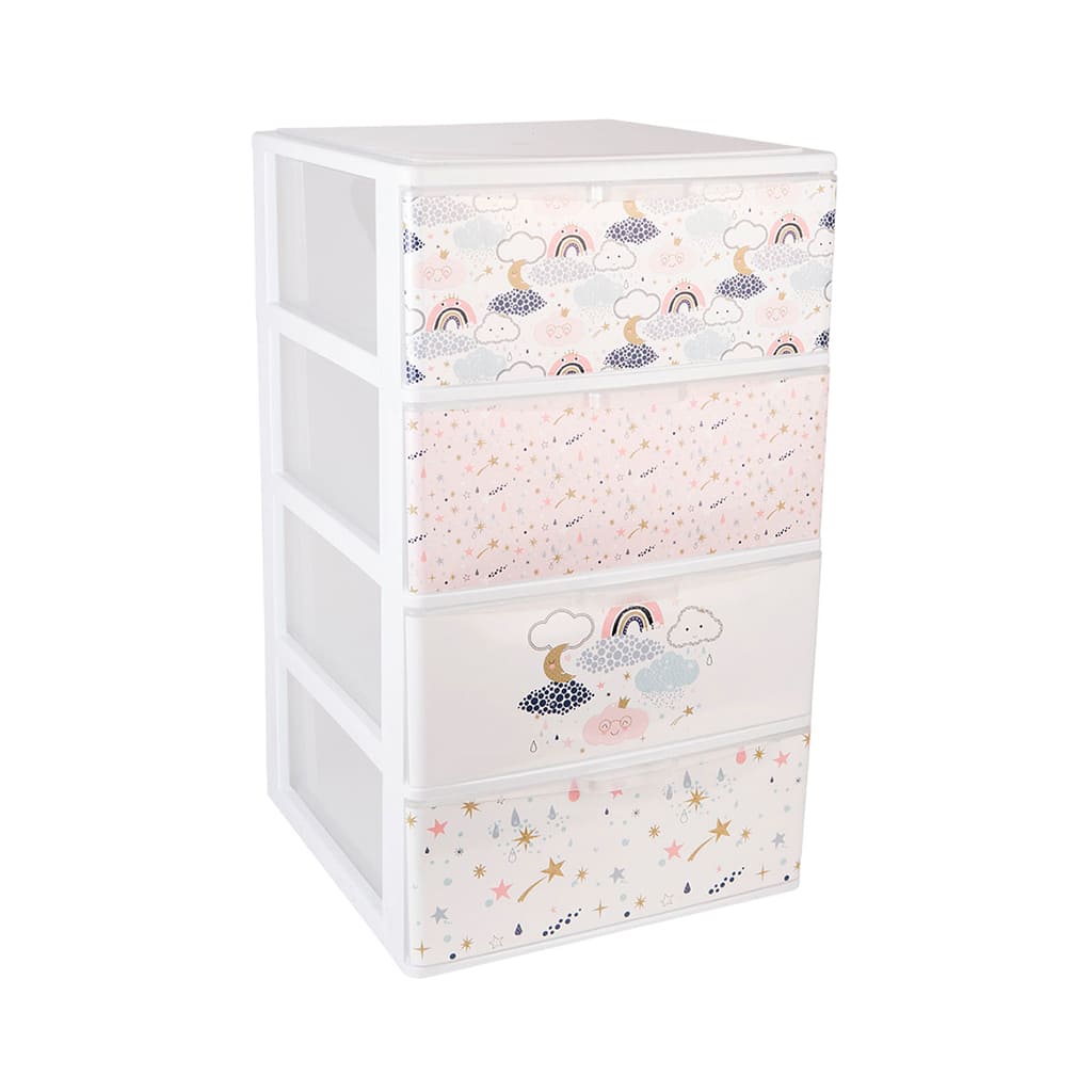 Great plastic L/4 Cajones Apilables Iris Blanco IML Nubes