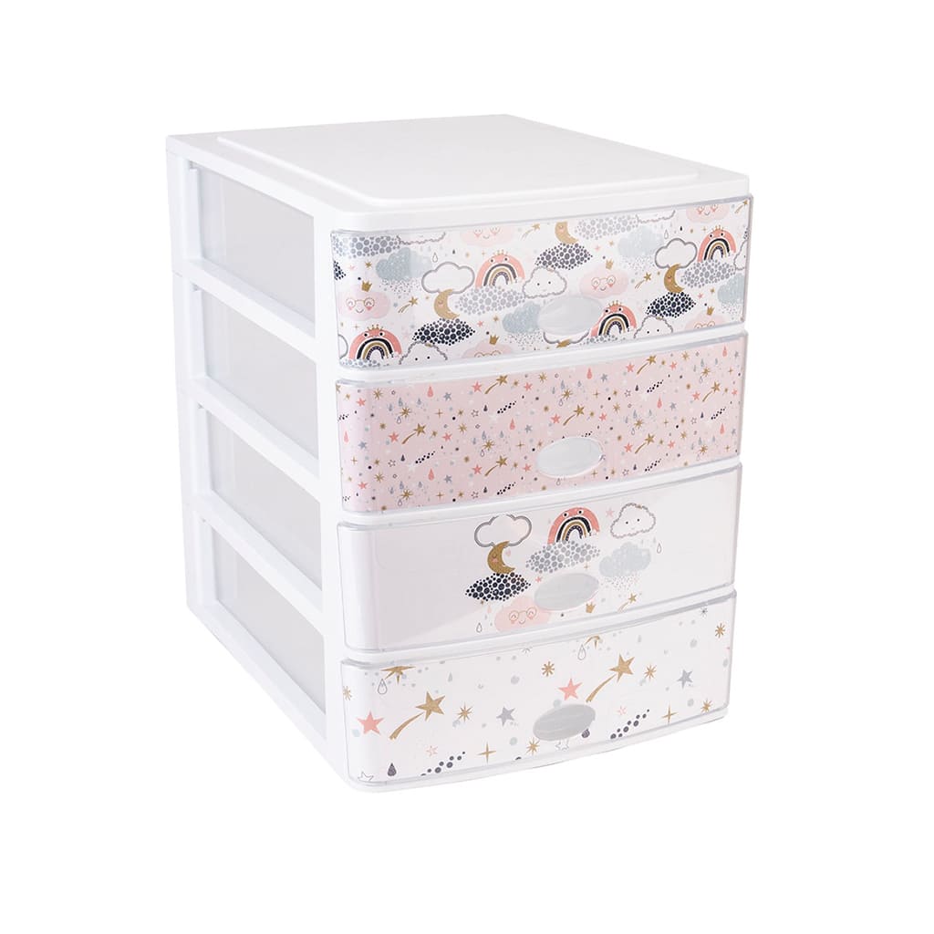 Great plastic L/4 Cajones Stylo Blanco Y Frontal Cristal Dec. Nubes